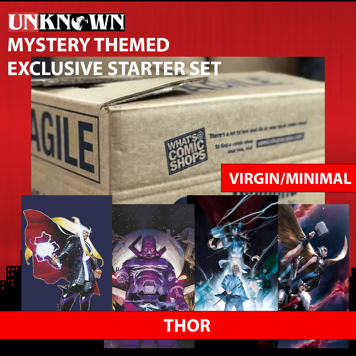UNKNOWN COMICS MYSTERY THEMED 👉THOR STORE EXCLUSIVE STARTER SET: MIXED CASE OF EXCLUSIVE COMIC BOOKS 👉VIRGIN / MINIMAL ESTIMATED 120-200 COMICS (06/27/2024)