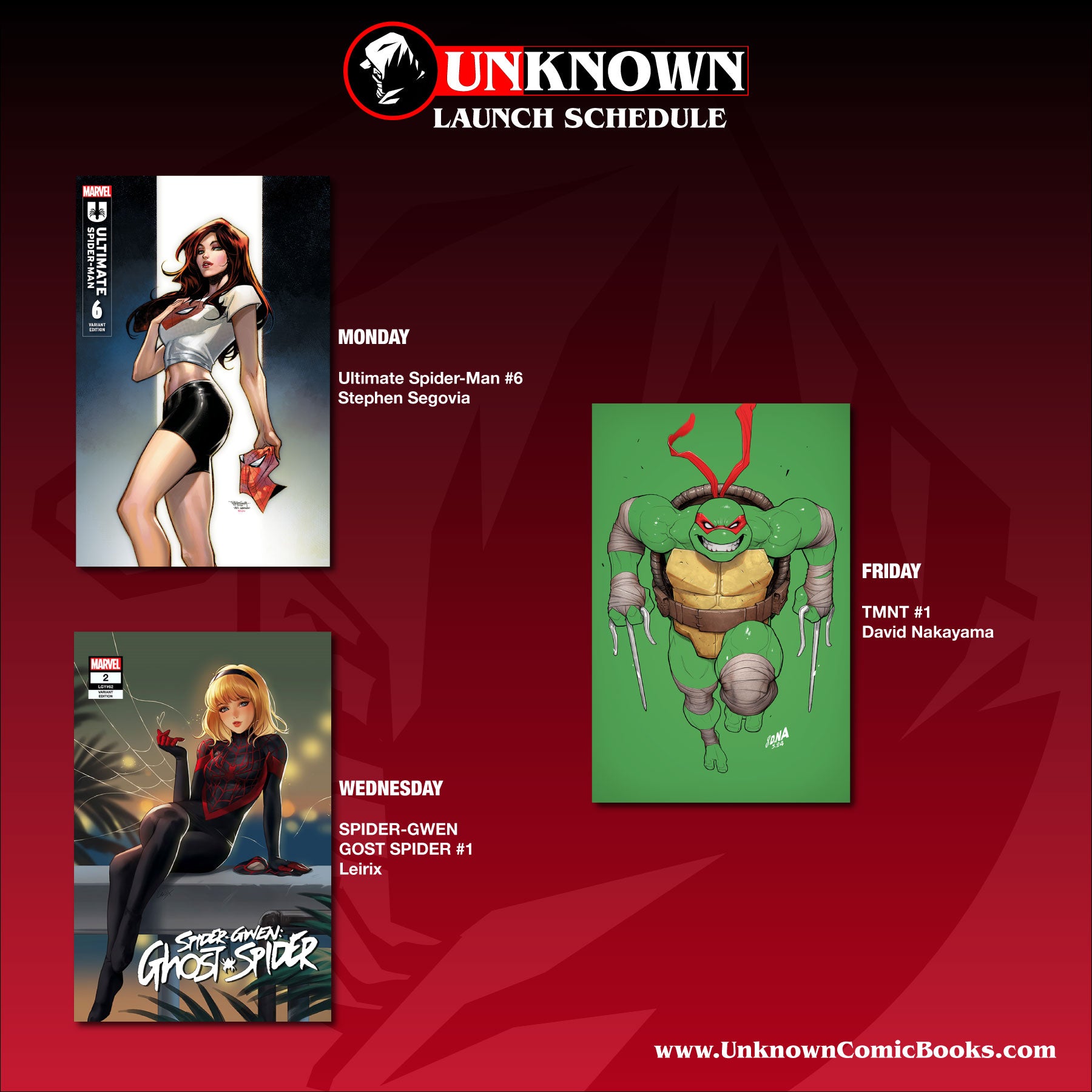 Swing into Action with Next Week's Exclusive Comic Launches at Unknown Comics!