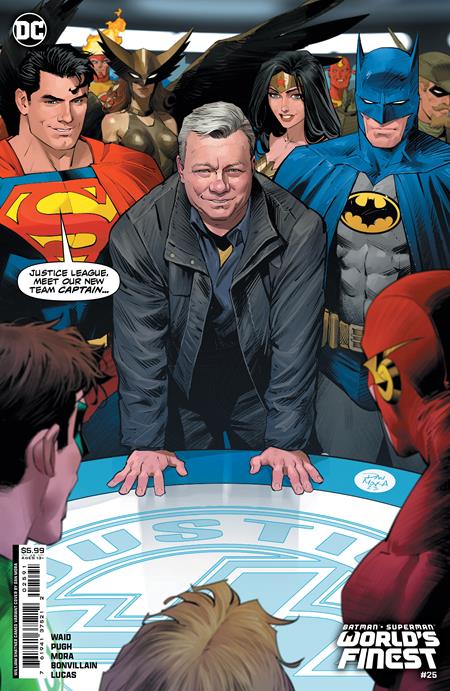 BATMAN SUPERMAN WORLDS FINEST #25 CVR G DAN MORA WILLIAM SHATNER CAMEO CARD STOCK VAR (03/19/2024)