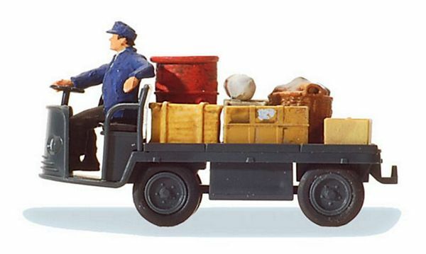 Preiser 28147 HO Scale Electric Baggage Truck (Nonoperating) w/Driver & Load