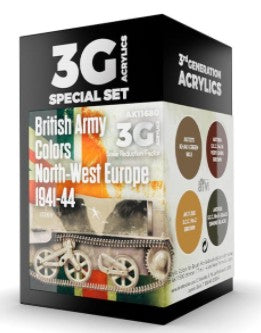 AK Interactive 11680 AFV Series: British Army Europe 1941-44 3G Acrylic Paint Se