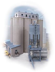 Walthers Cornerstone 933-2942 HO Scale Modern Grain Head House w/Silos -- Kit