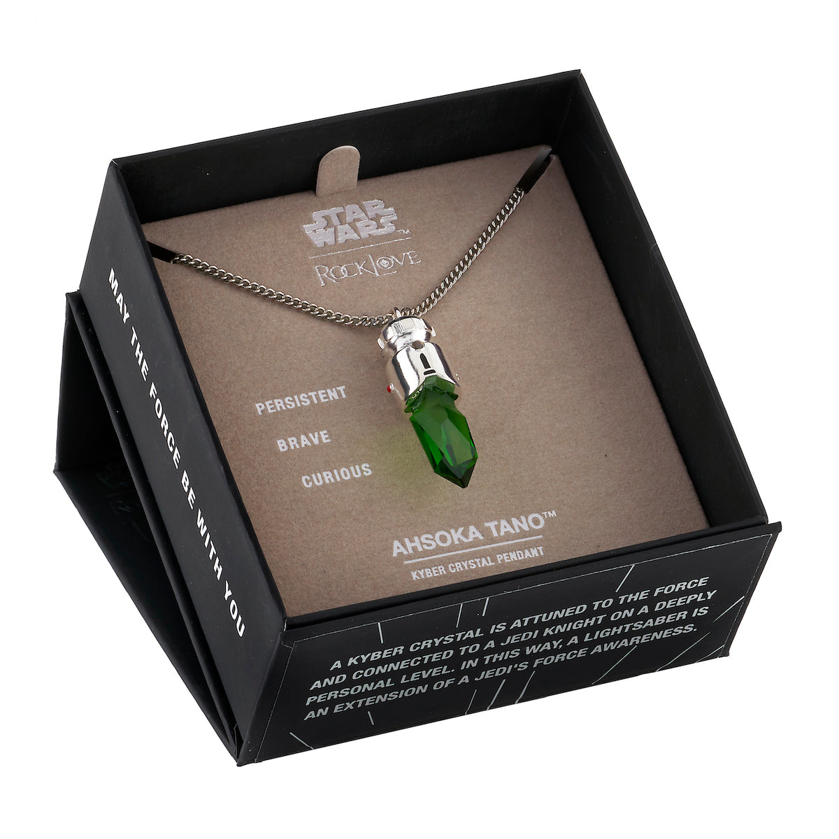 Star Wars X RockLove Padawan Ahsoka Tano Green Kyber Crystal Necklace