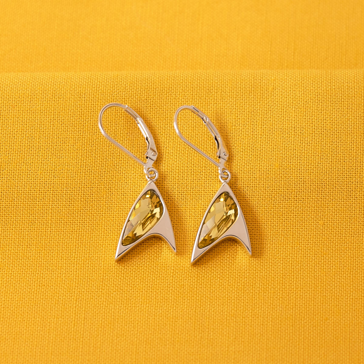 Star Trek X RockLove Yellow Crystal Delta Earrings
