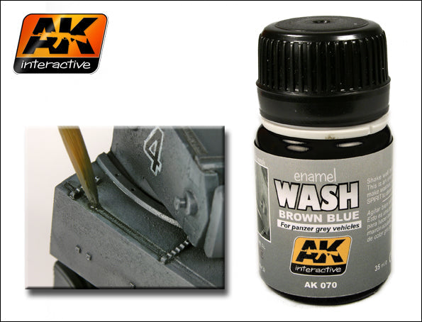 AK Interactive 70 Brown Blue Wash Enamel Paint 35ml Bottle