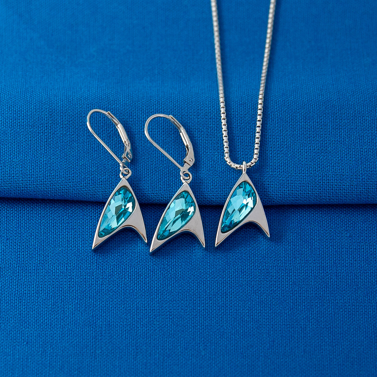 Star Trek X RockLove Blue Crystal Delta Earrings