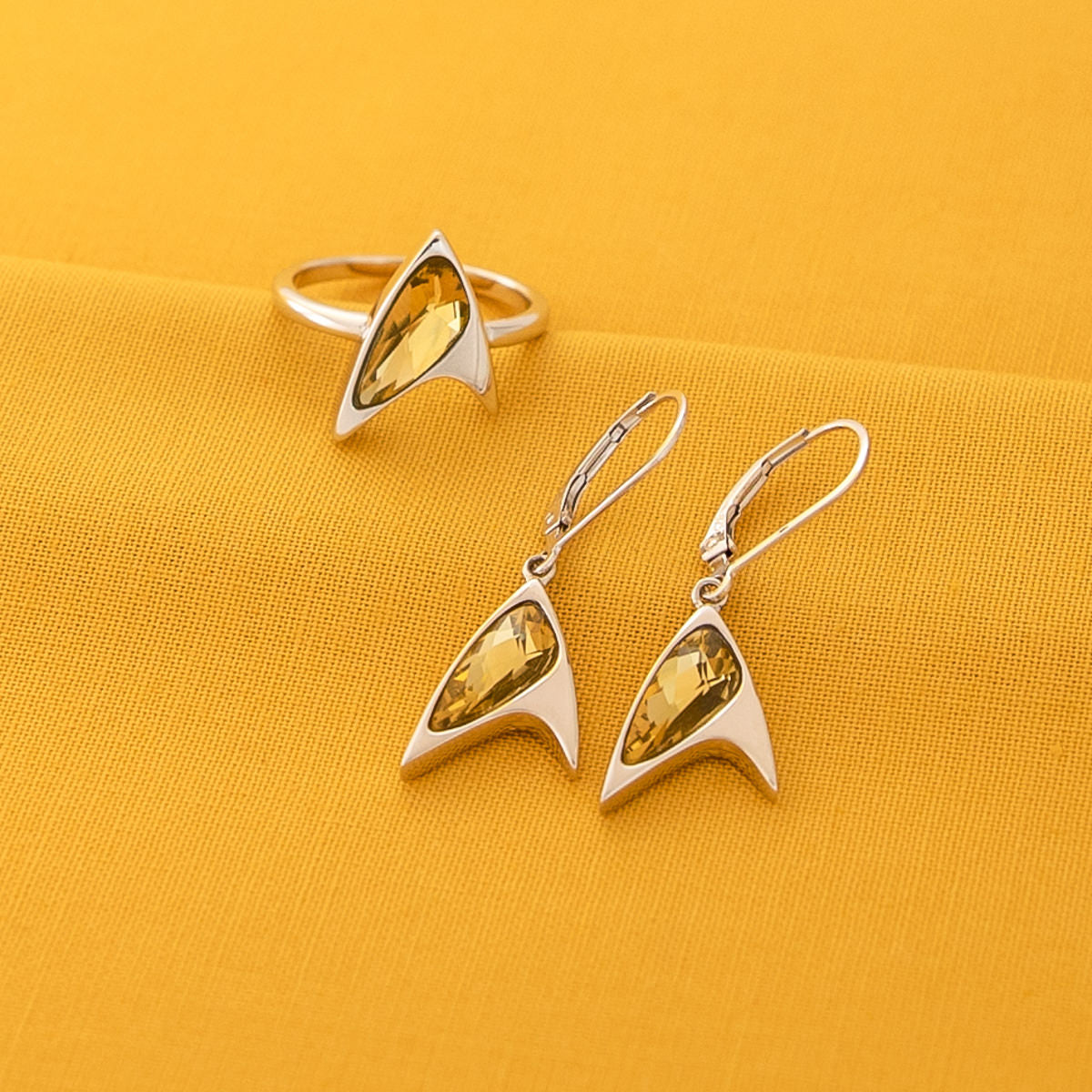 Star Trek X RockLove Yellow Crystal Delta Earrings