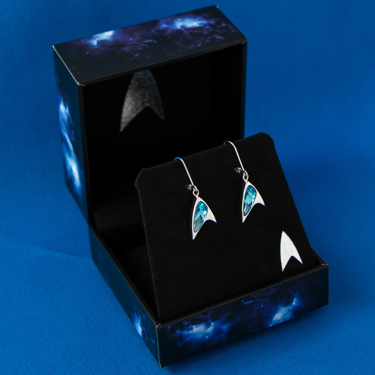 Star Trek X RockLove Blue Crystal Delta Earrings