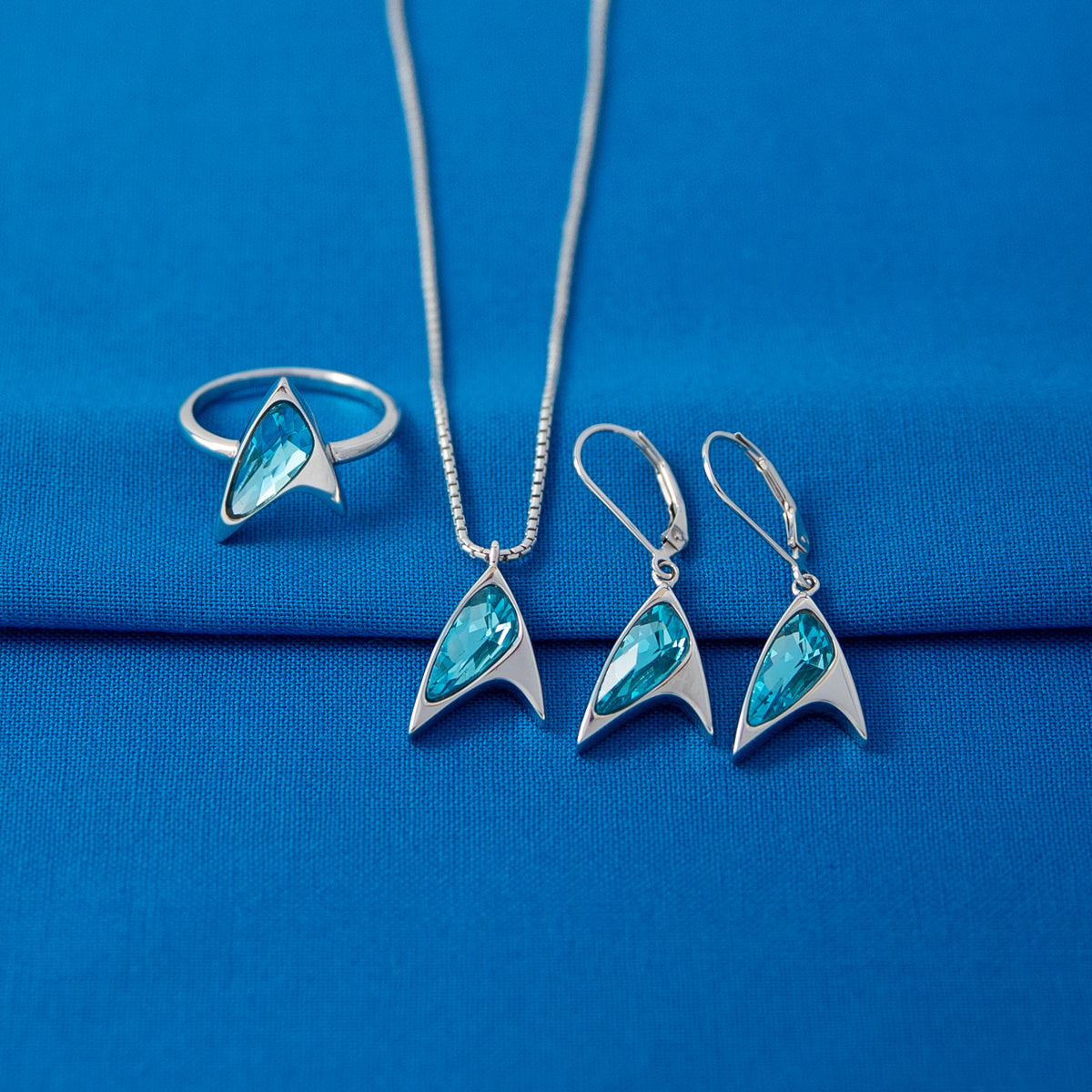 Star Trek X RockLove Blue Crystal Delta Ring