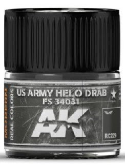 AK Interactive RC229 Real Colors: US Army Helo Drab FS34031 Acrylic Lacquer Paint 10ml Bottle