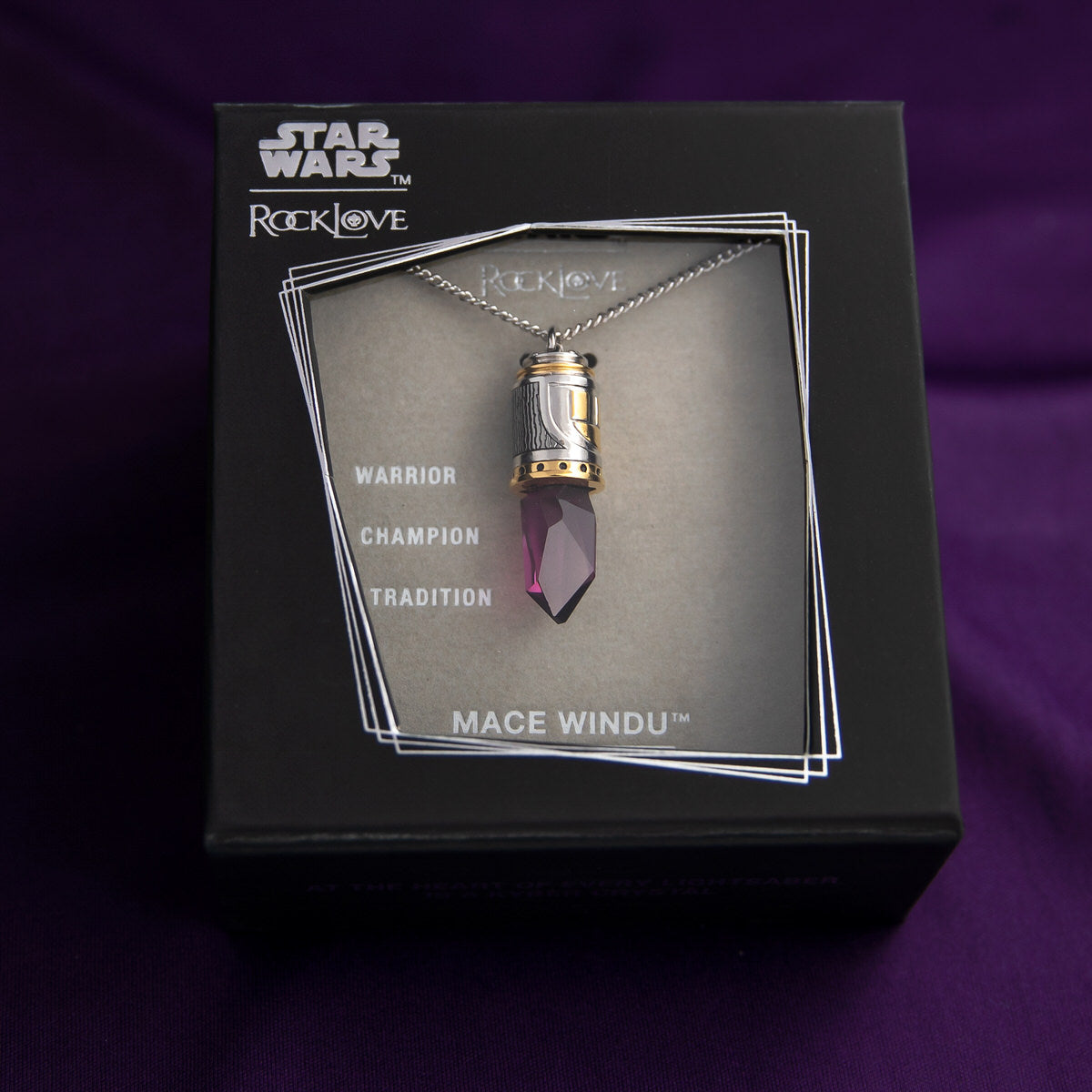 Star Wars X RockLove Mace Windu Kyber Crystal Necklace