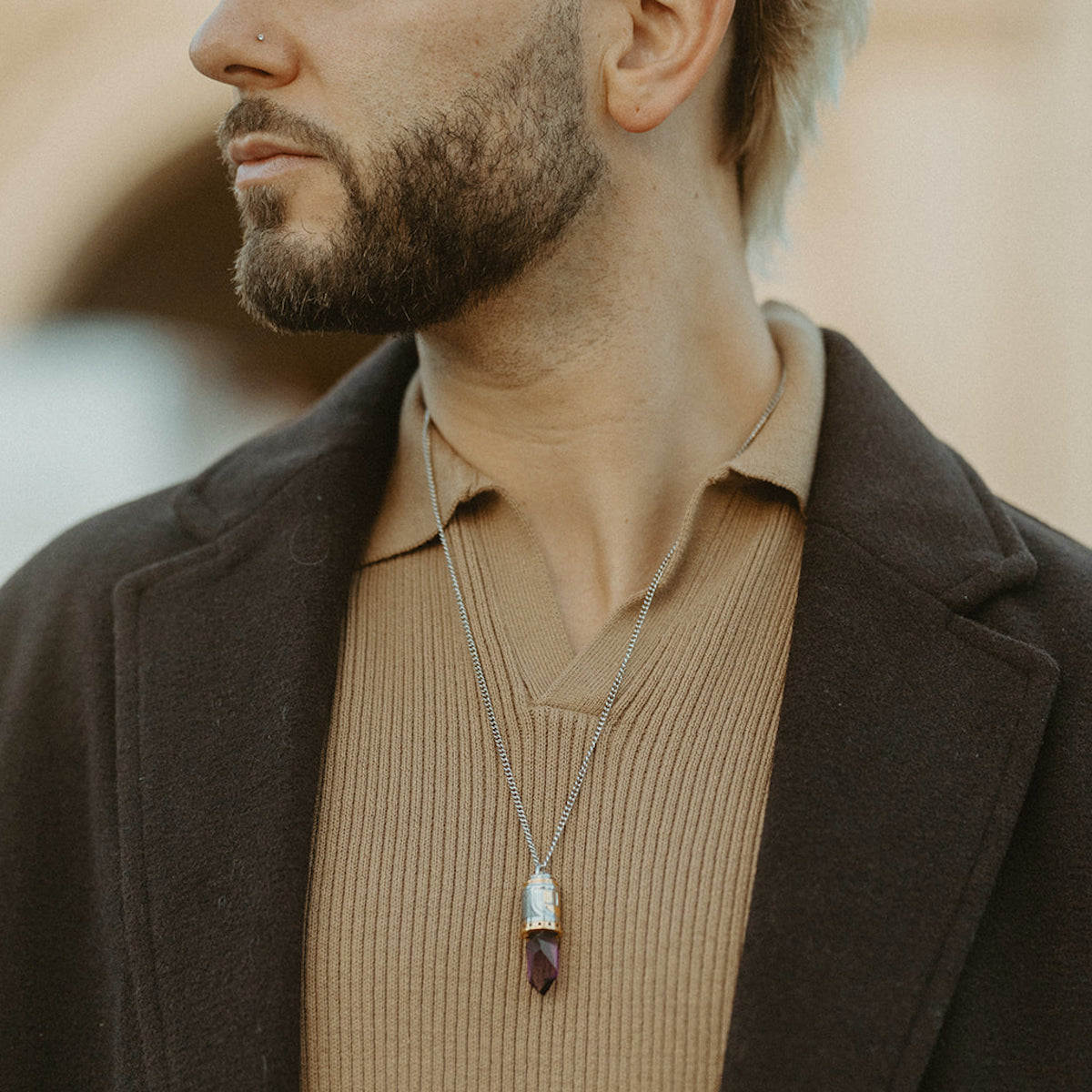 Star Wars X RockLove Mace Windu Kyber Crystal Necklace