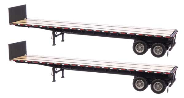 Walthers SceneMaster 949-2703 HO Scale 40' Flatbed Trailer - 2-Pack -- Black