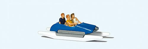 Preiser 10682 HO Scale Pedal Boat w/Family -- Set #1 (blue, white)