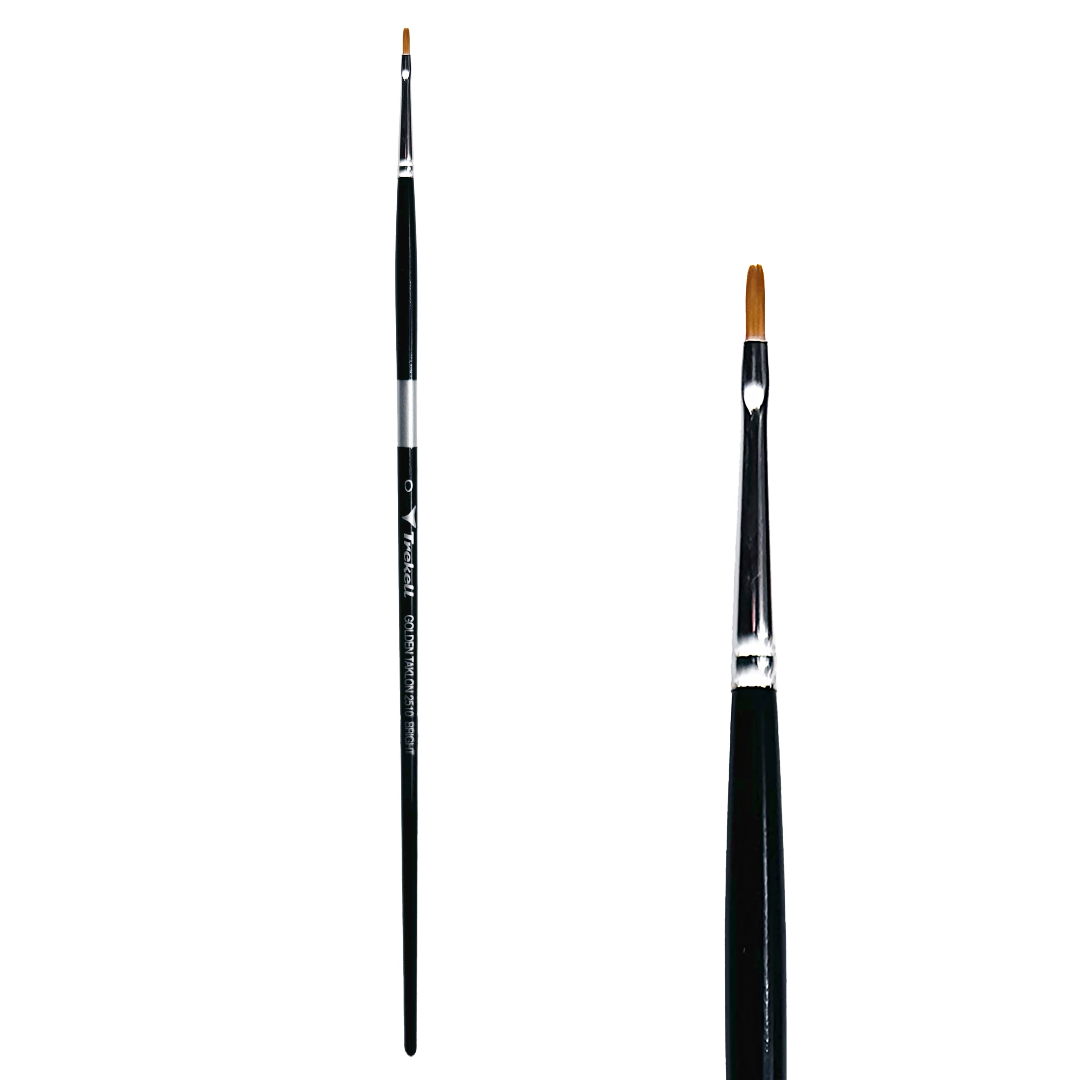Trekell Golden Taklon Long Handle Artist Brush -  Size #0 Bright