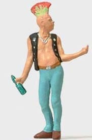 Preiser 28092 HO Scale Individual Figures, Pedestrians -- Punk Rocker w/Mohawk