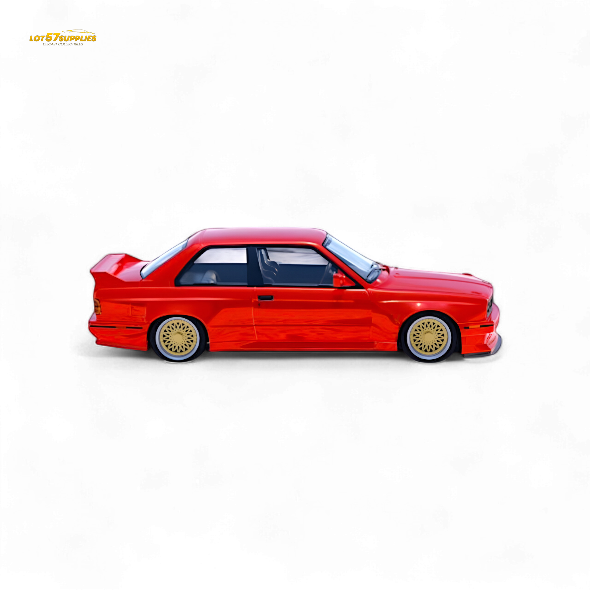 DCM BMW M3 E30 in Red - Gold Wheels 1:64