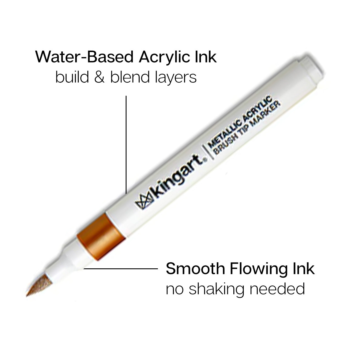 Acrylic Paint Markers, Brush Tip 24 Metallic Colors