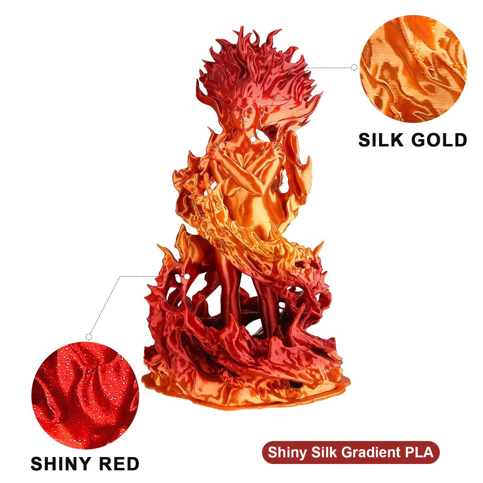 PLA Silk Shiny Gradient 1.75mm, 1KG/2.2LB