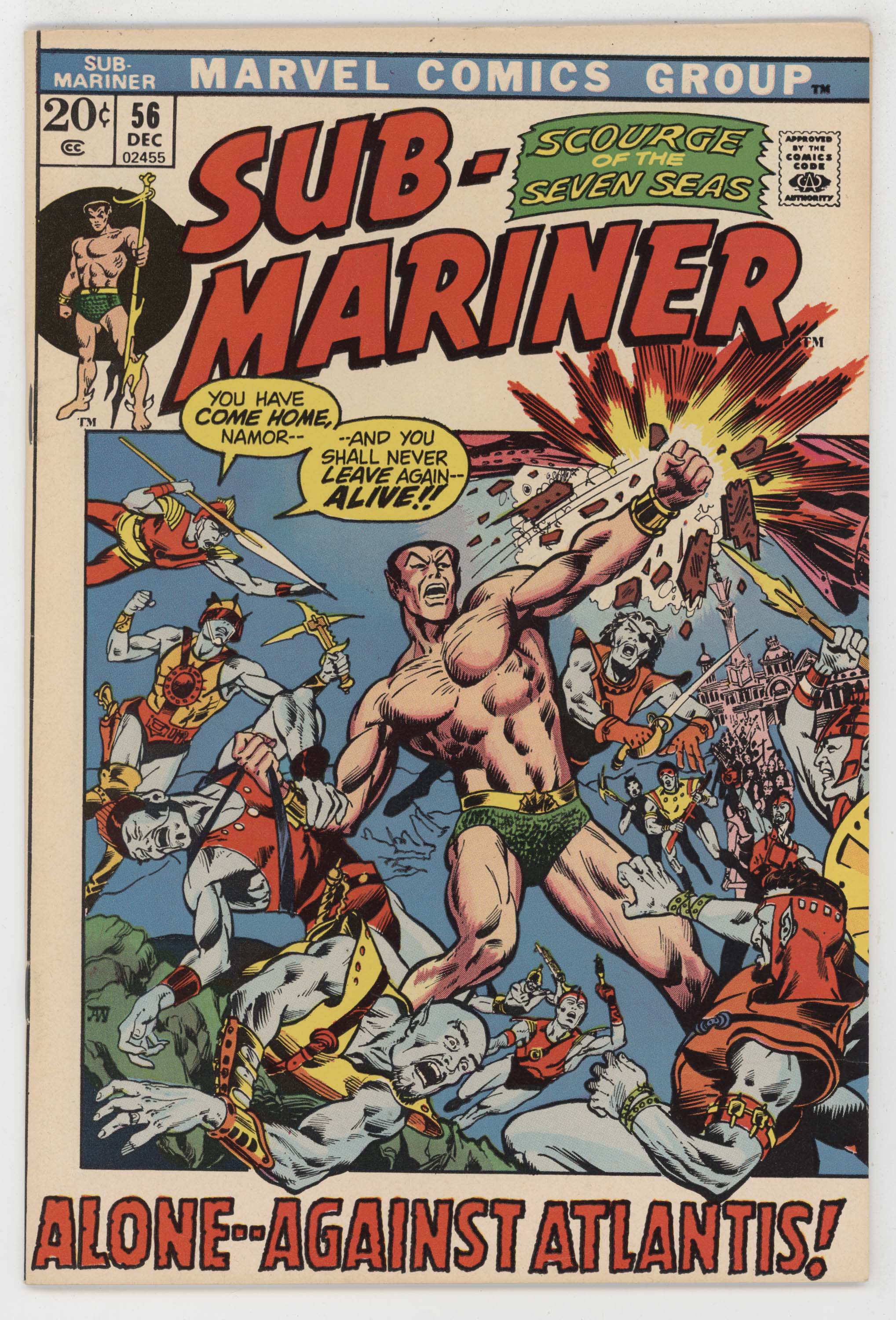Sub-Mariner 56 Marvel 1972 VG FN Alan Weiss Dan Adkins Namor