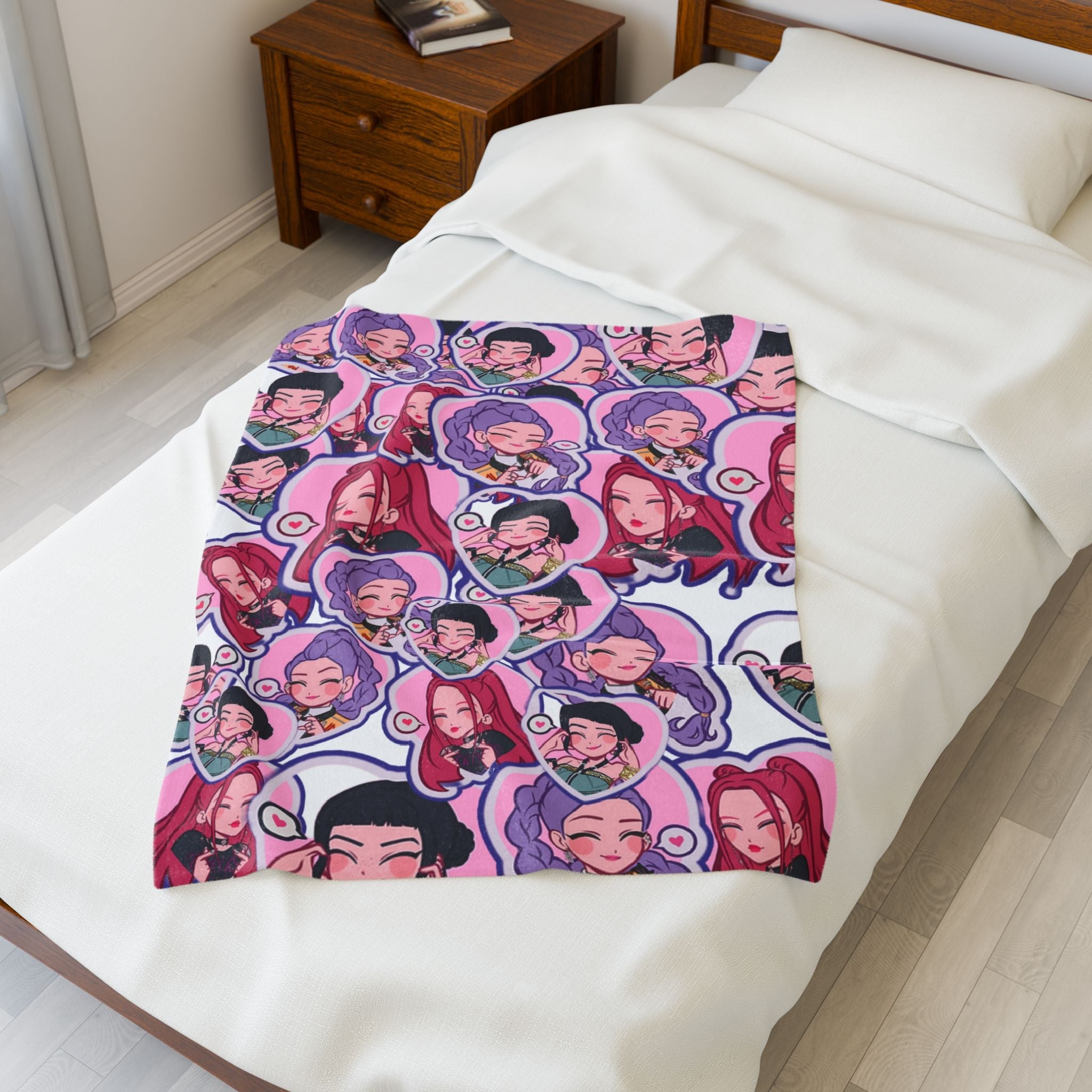 Idol style Velveteen Plush Blanket, Cozy Gift for Teens, Room Decor, Anime Theme, Comfortable Throw for All Occasions