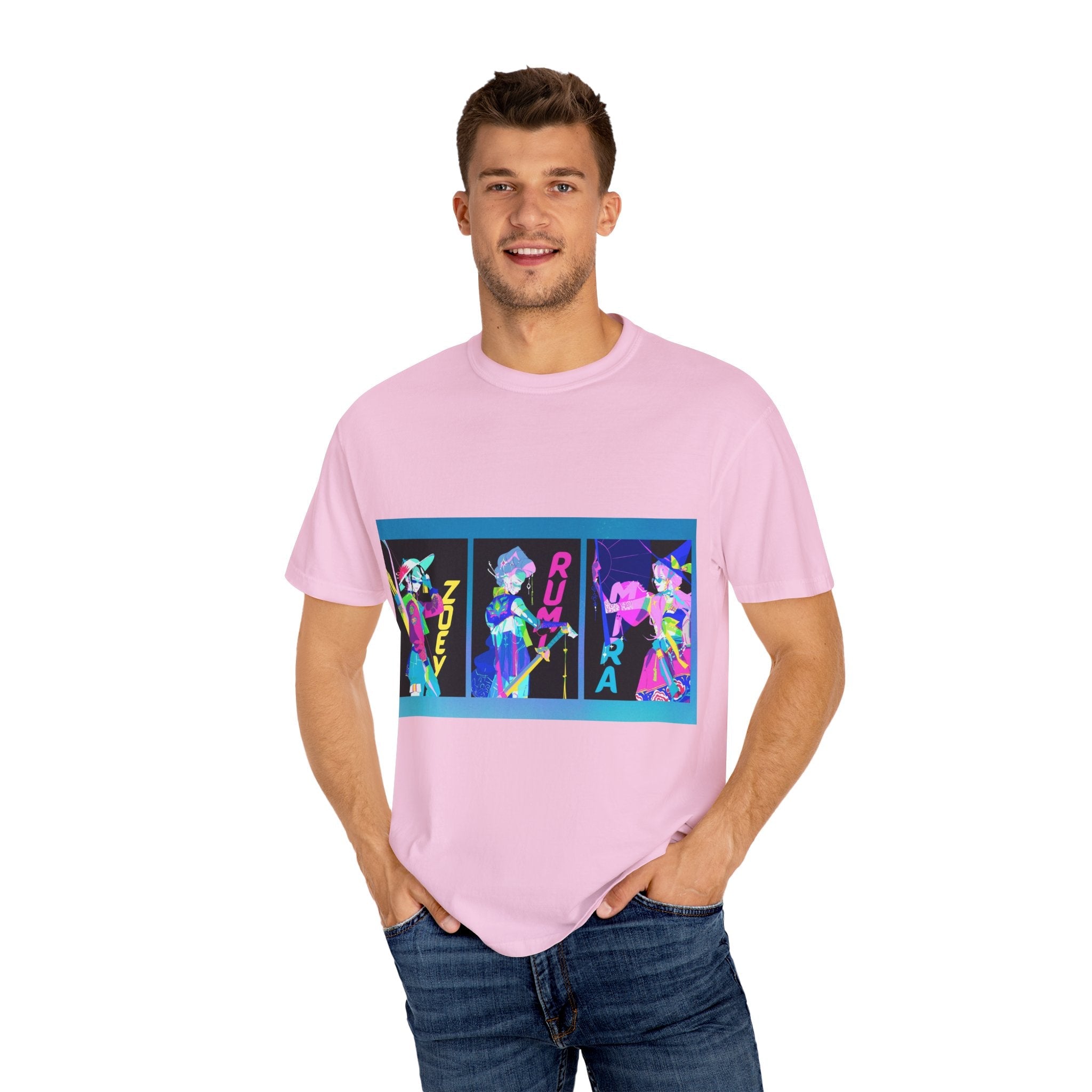 Anime-Inspired kpop Garment-Dyed T-shirt, Graphic Tee, Unisex Anime Shirt, Casual Wear, Gifts for Anime Lovers