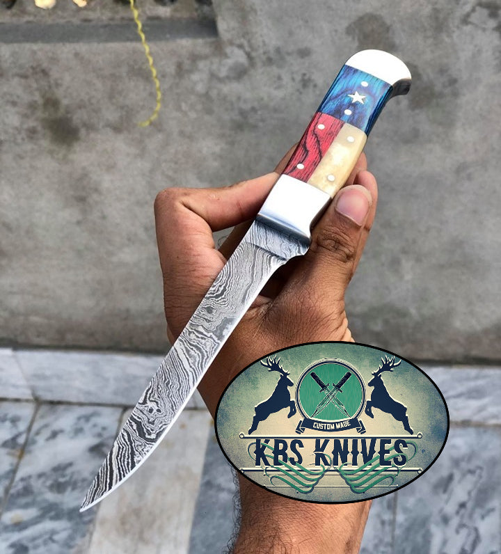 Handmade Damascus Steel Texan Good Knife for Fishing