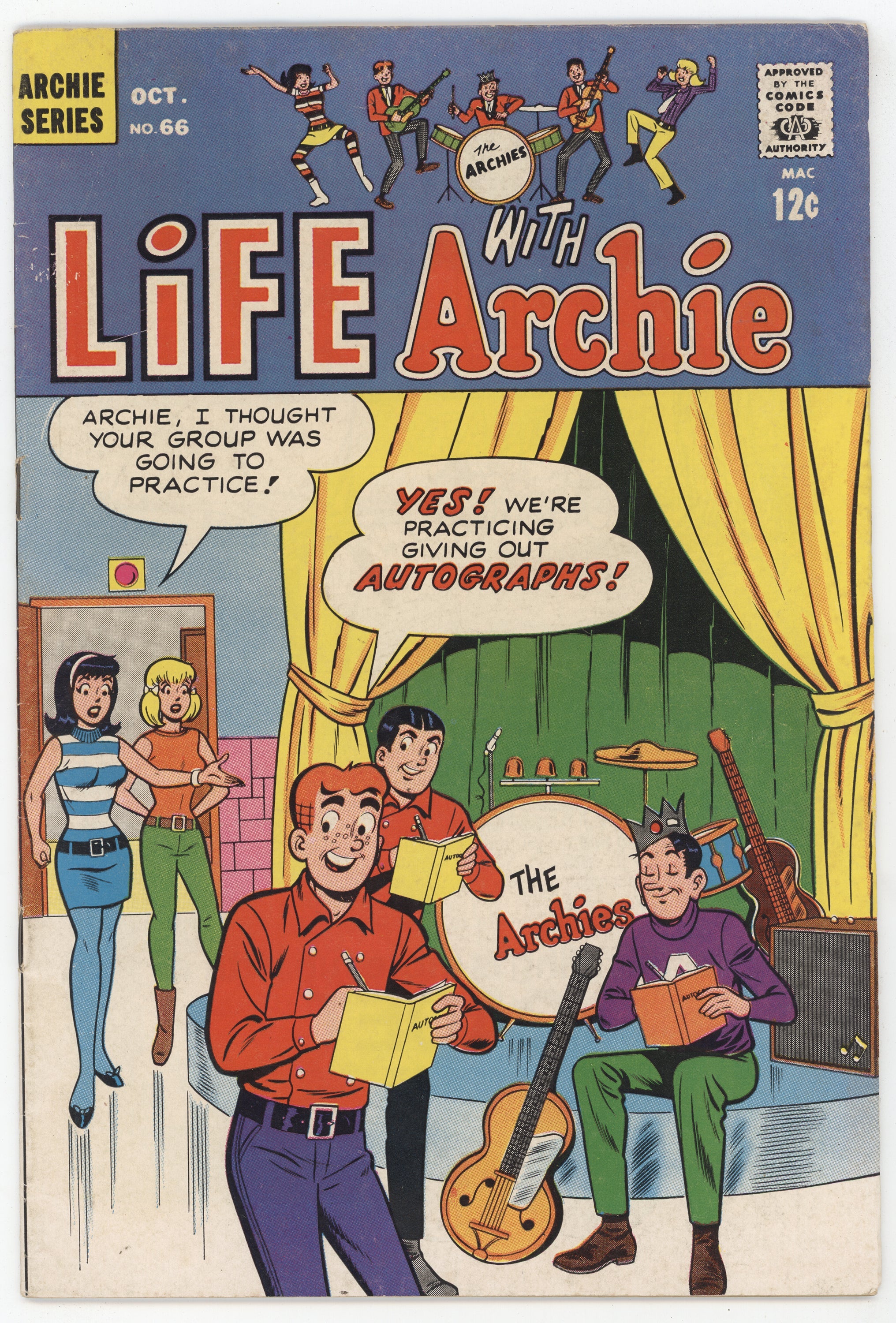 Life With Archie 66 Archie 1967 FN Betty Veronica Rock Band Bikini Swimsuit Surfing Story GGA