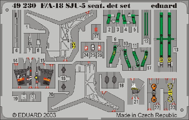 Eduard 49230 1/48 Aircraft- F/A18 GRU/SJU Seat Detail for HSG (Painted)