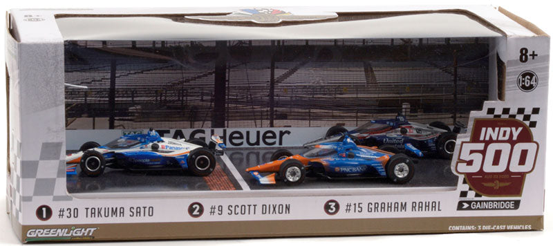 Greenlight 10885 1/64 Scale 2020 Indianapolis 500 Podium 3 Car Set