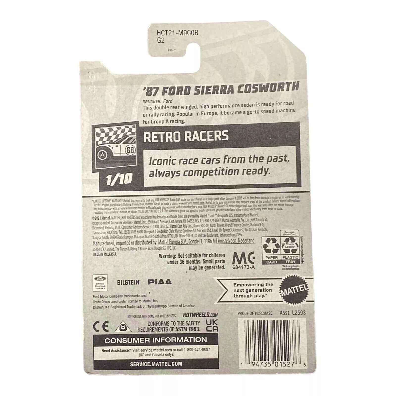 Hot Wheels '87 Ford Sierra Cosworth - Retro Racers Series 1/10