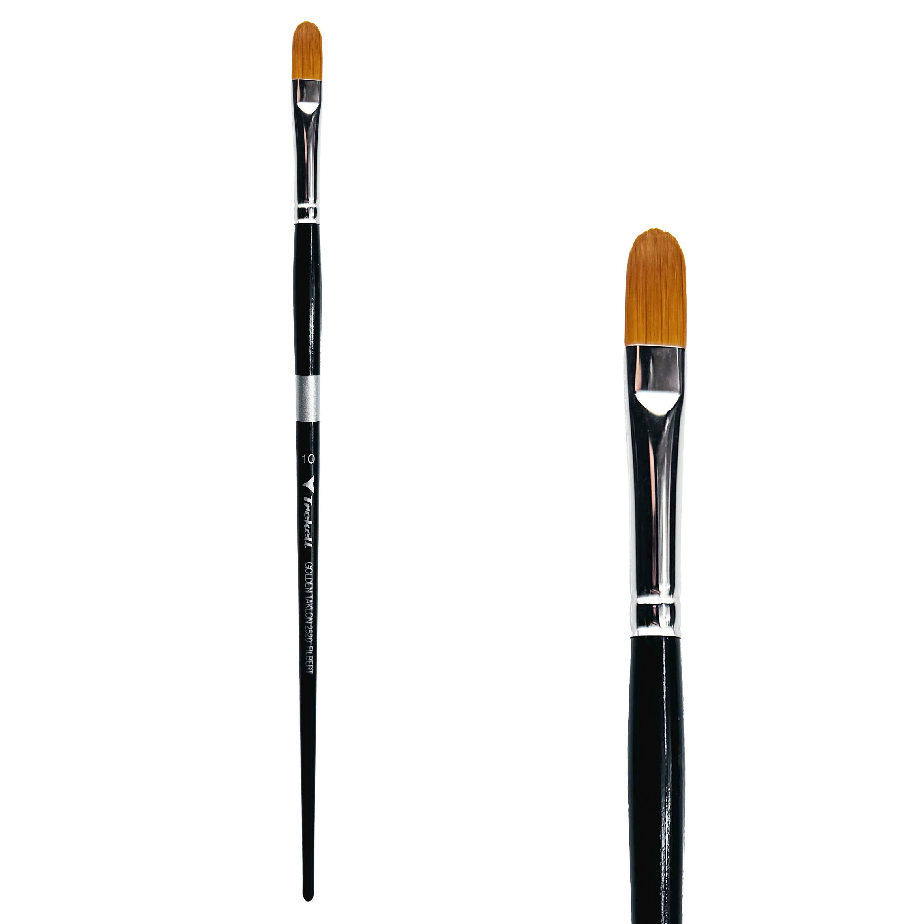 Trekell Golden Taklon Long Handle Artist Brush -  Size #10 Filbert