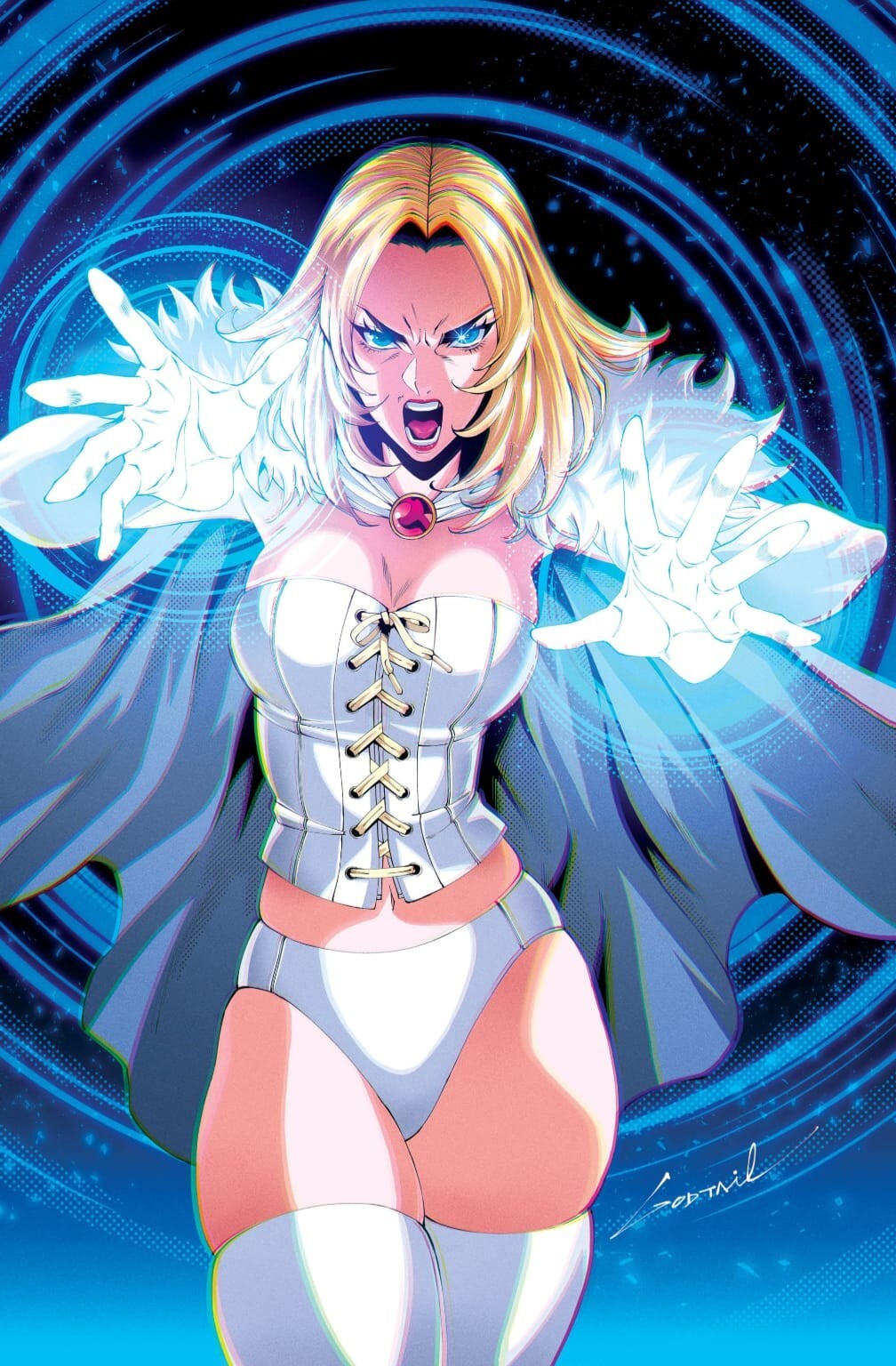 EMMA FROST WHITE QUEEN #1 - GODTAIL VIRGIN VARIANT KNIGHT OF COMICS HEROESCON