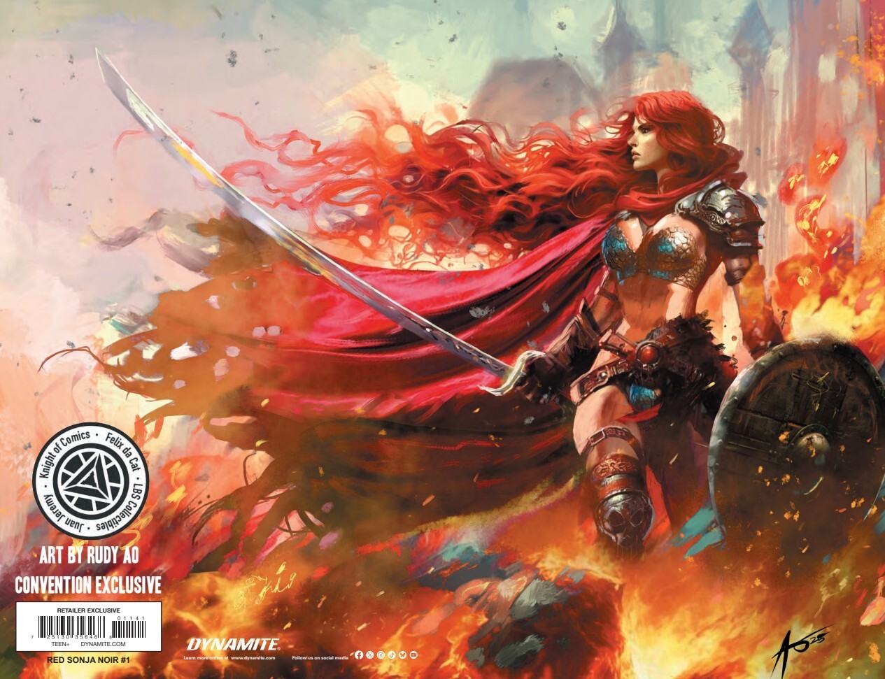 RED SONJA NOIR #1 - RUDY AO VIRGIN VARIANT WRAPAROUND COVER A HEROESCON EXCLUSIV