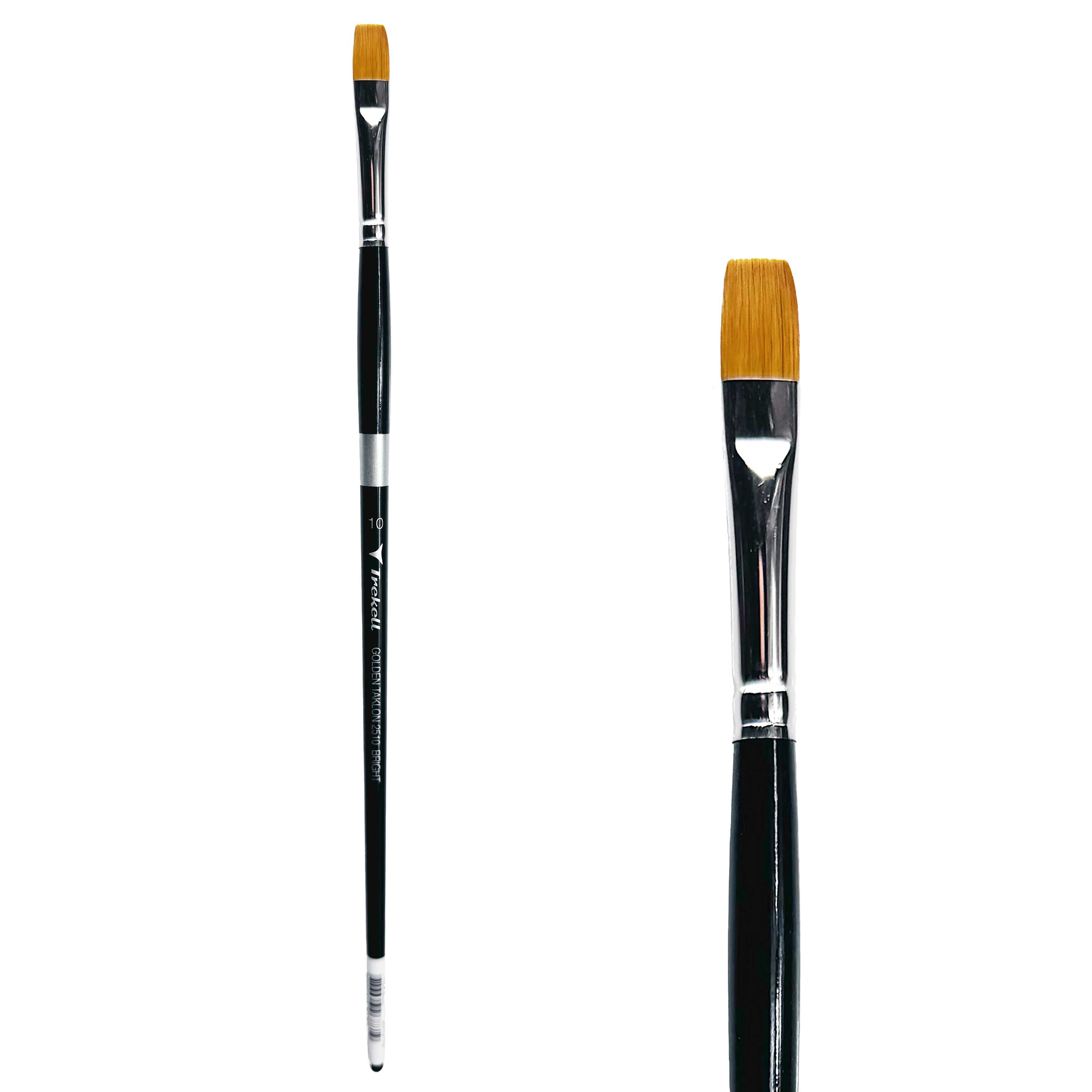 Trekell Golden Taklon Long Handle Artist Brush -  Size #10 Bright