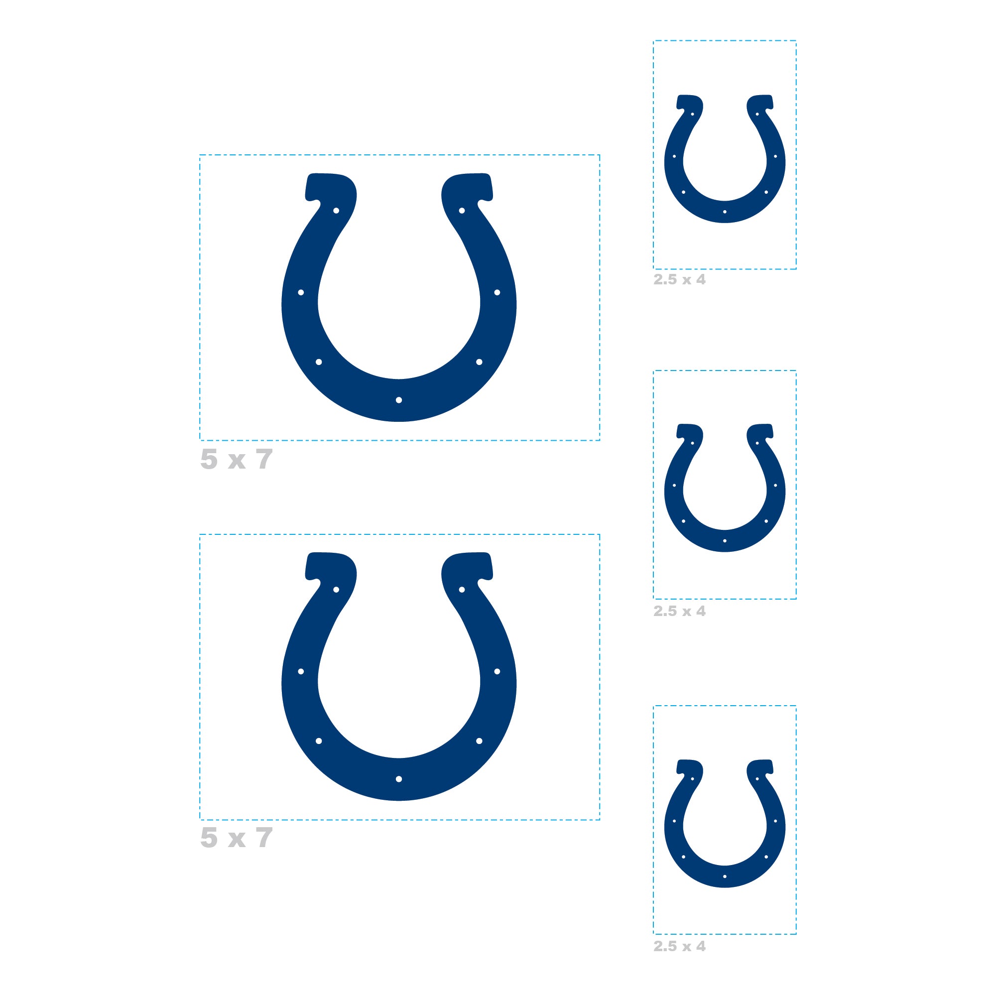 Indianapolis Colts - 5 Logo Minis (Mixed Sizes) - Official NFL - Reusable Vinyl Decals