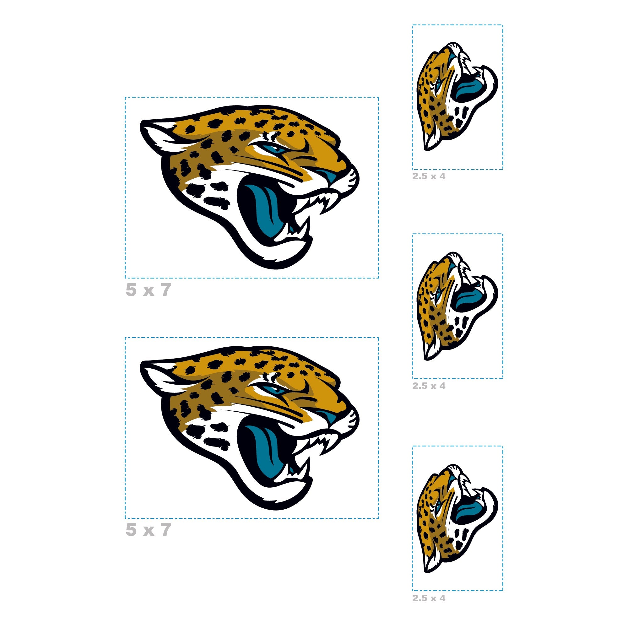 Jacksonville Jaguars - 5 Logo Minis (Mixed Sizes) - Official NFL - Reusable Vinyl Decals