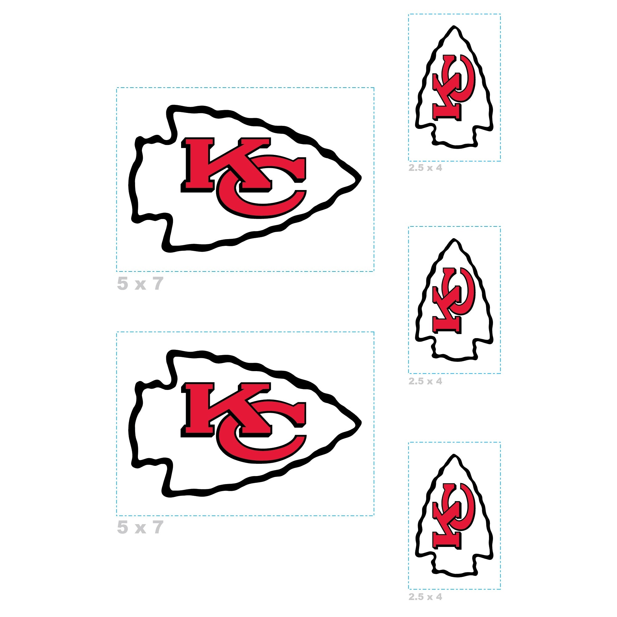 Kansas City Chiefs - 5 Logo Minis (Mixed Sizes) - Official NFL - Reusable Vinyl Decals