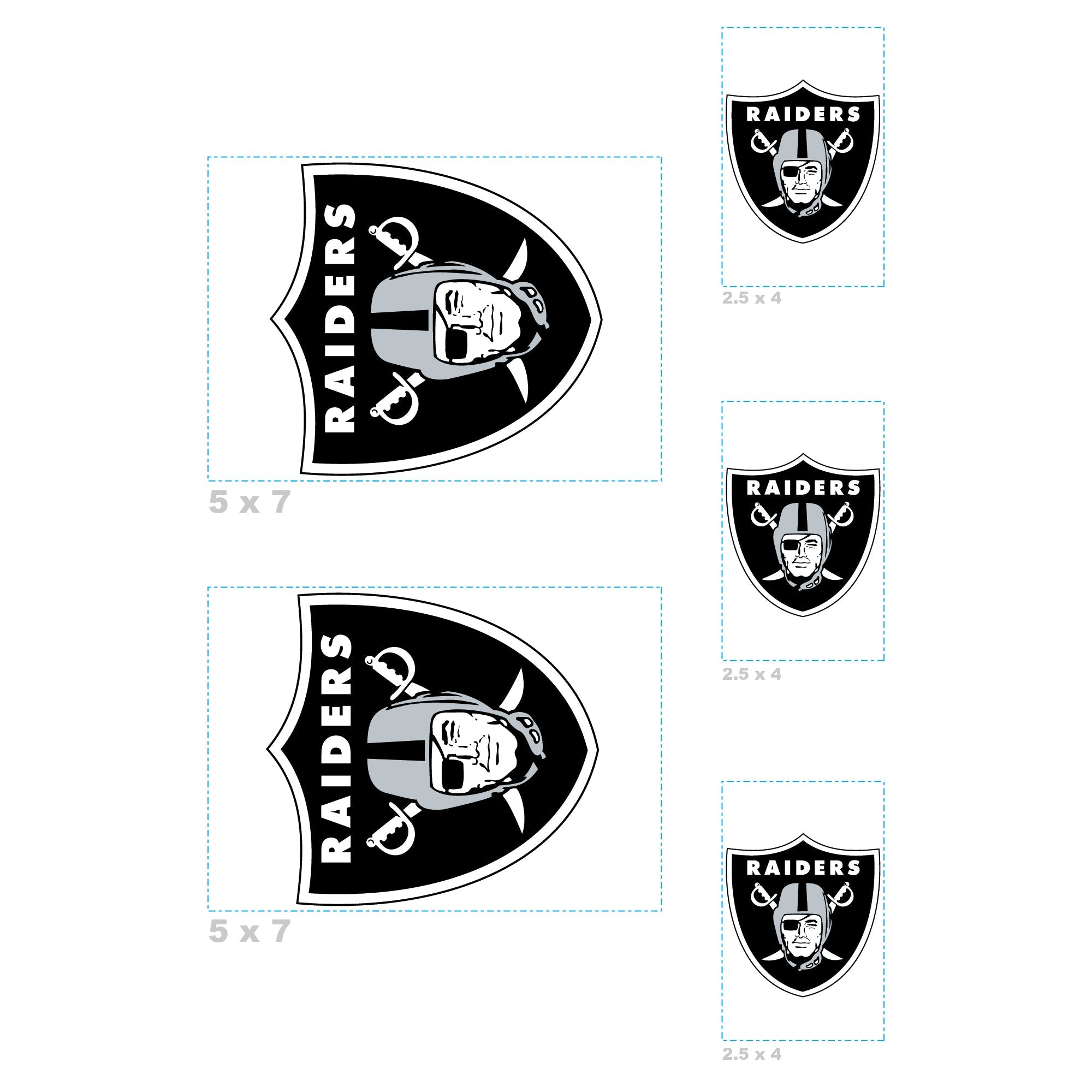 Las Vegas Raiders - 5 Logo Minis (Mixed Sizes) - Official NFL - Reusable Vinyl Decals