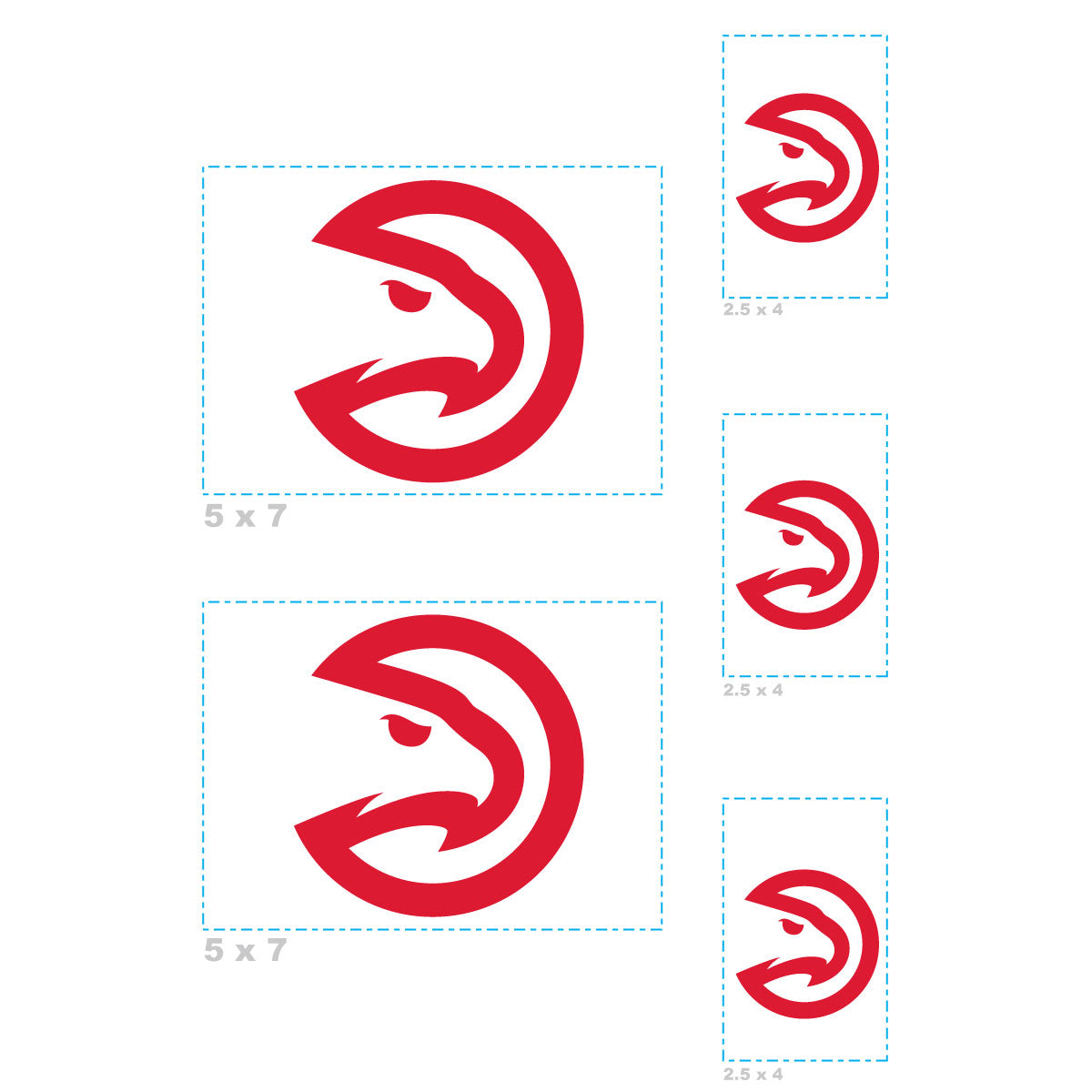 Atlanta Hawks - 5 Logo Minis (Mixed Sizes) - Official NBA - Reusable Vinyl Decals