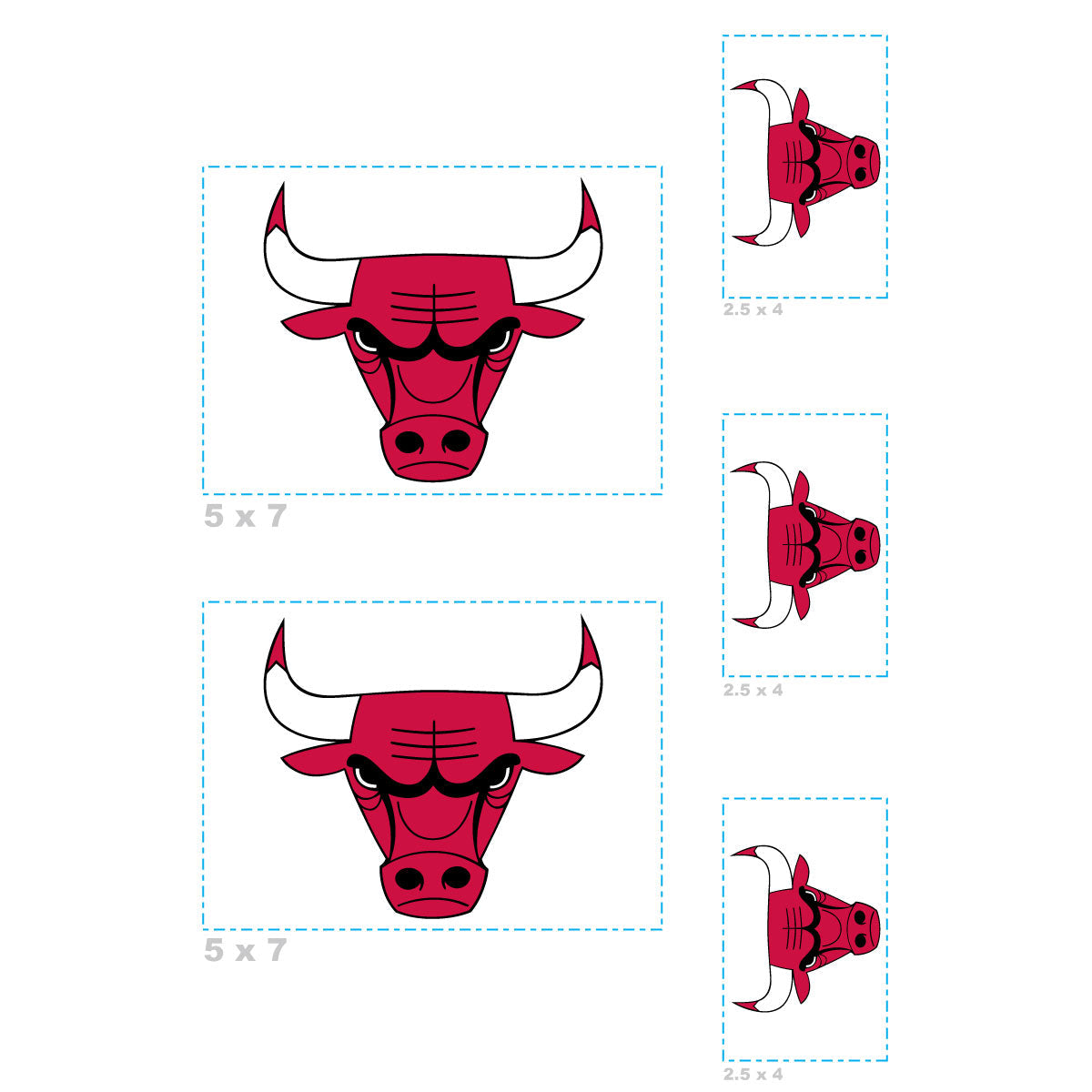 Chicago Bulls - 5 Logo Minis (Mixed Sizes) - Official NBA - Reusable Vinyl Decals