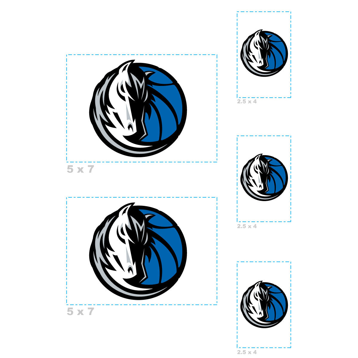 Dallas Mavericks - 5 Logo Minis (Mixed Sizes) - Official NBA - Reusable Vinyl Decals