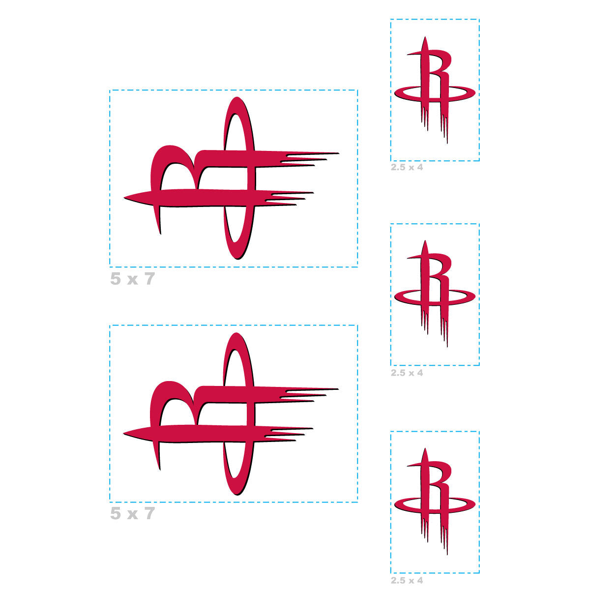 Houston Rockets - 5 Logo Minis (Mixed Sizes) - Official NBA - Reusable Vinyl Decals