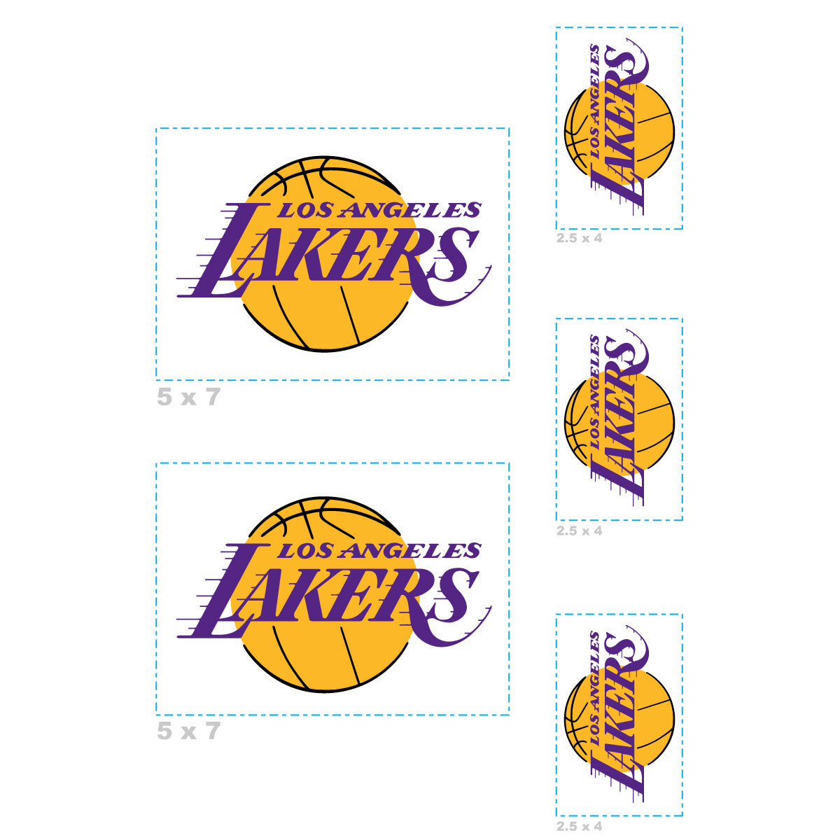 Los Angeles Lakers - 5 Logo Minis (Mixed Sizes) - Official NBA - Reusable Vinyl Decals
