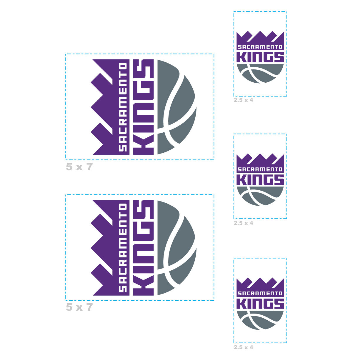 Sacramento Kings - 5 Logo Minis (Mixed Sizes) - Official NBA - Reusable Vinyl Decals