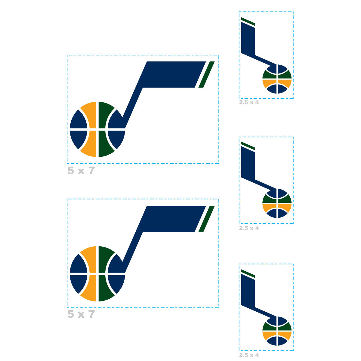 Utah Jazz - 5 Logo Minis (Mixed Sizes) - Official NBA - Reusable Vinyl Decals