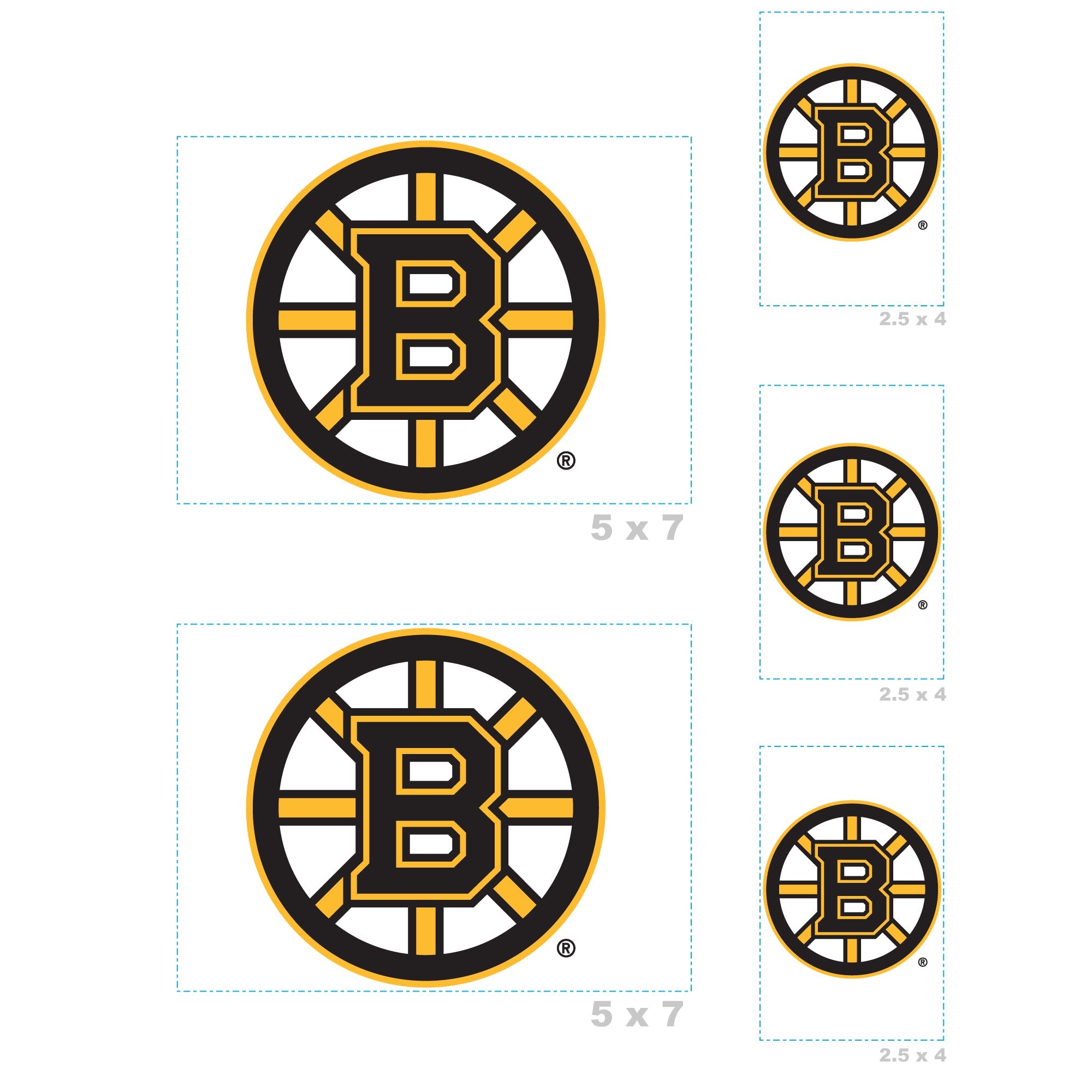 Boston Bruins - 5 Logo Minis (Mixed Sizes) - Official NHL - Reusable Vinyl Decals #1