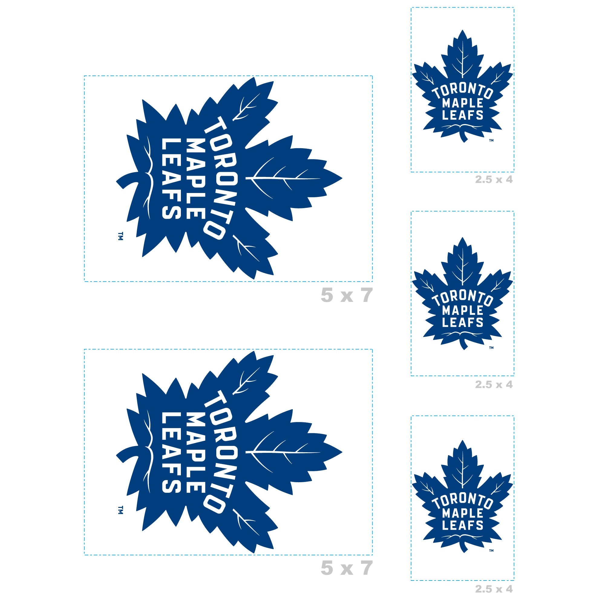 Toronto Maple Leafs - 5 Logo Minis (Mixed Sizes) - Official NHL - Reusable Vinyl Decals