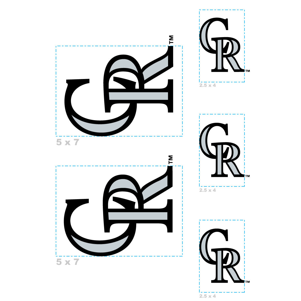 Colorado Rockies - 5 Logo Minis (Mixed Sizes) - Official MLB - Reusable Vinyl Decals #1