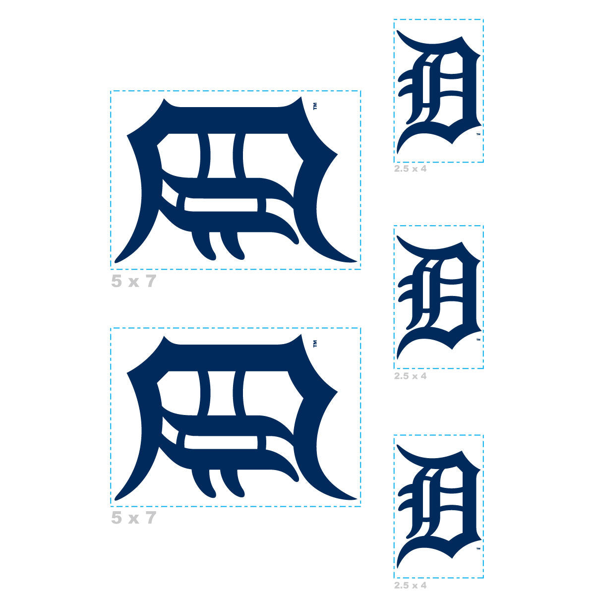Detroit Tigers - 5 Logo Minis (Mixed Sizes) - Official MLB - Reusable Vinyl Decals